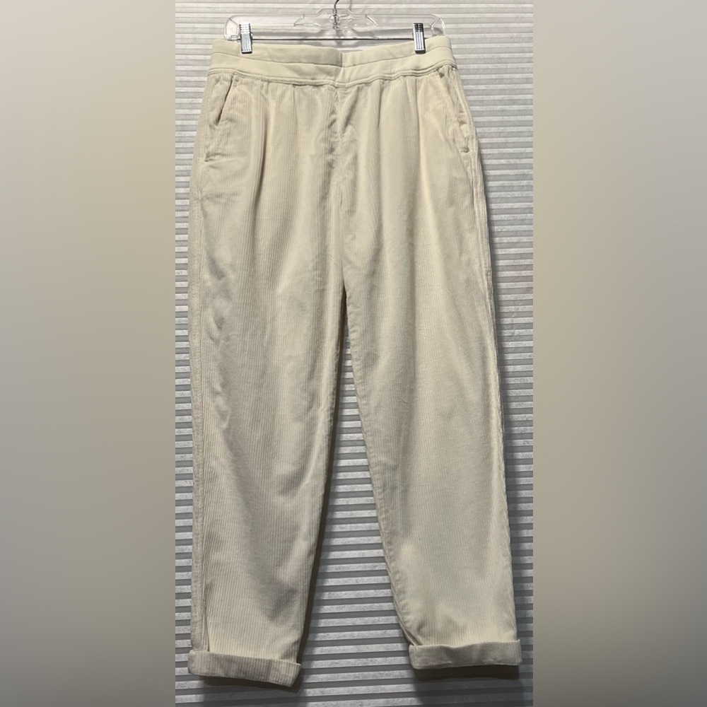 James Perse Cream Cropped Corduroy Pants